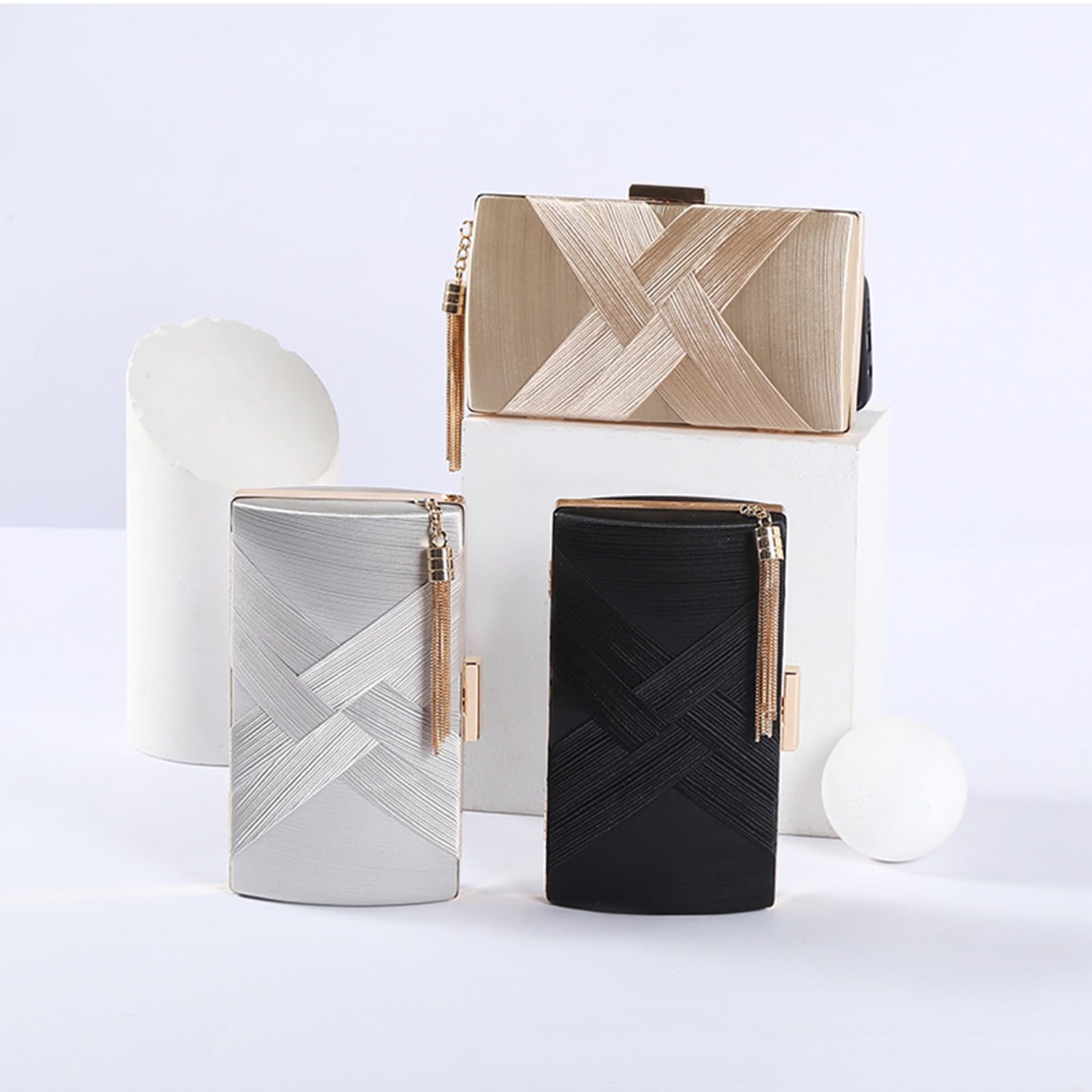 CORIOS Damen Abendtasche Fransen Clutch Tasche Elegante Schultertasche Kettentasche Tasche Luxurious Handtasche Hochzeit Brautbörse Klein Umhängetasche für Hochzeit Wedding Prom Party Silber