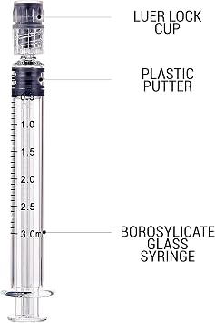 BITOMC 3ml ホウケイ酸ガラス注射器 プラスチックプランジャー付き | 漏れ防止ルアーロックシリンジ 10個パック | 植物油&麻油 Eジュース 液体 接着剤 獣医 実験用注射器用 正確な測定シリンジ