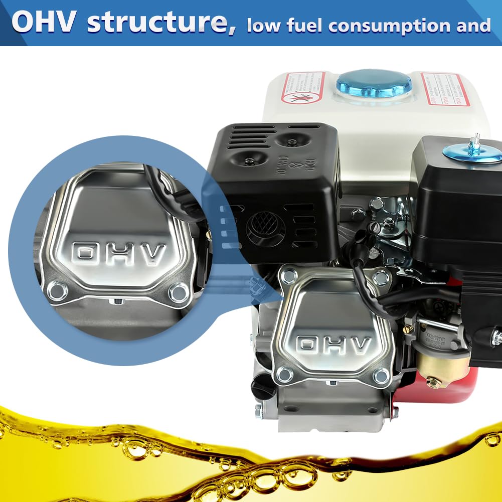 Motor de Gasolina 4 Tiempos OHV Arranque por Cuerda Bajo Consumo Ventilación Optimizada para Generador Herramientas Jardín