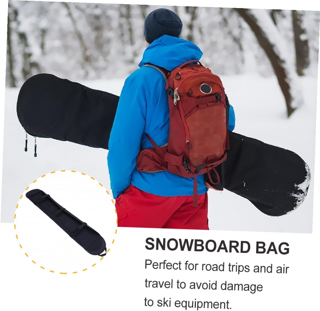 Amosfun Lightweight Snowboard Bag and Ski Cover with Padded Protection, Sturdy Snowboard Storage Backpack for Travel and Winter Sports