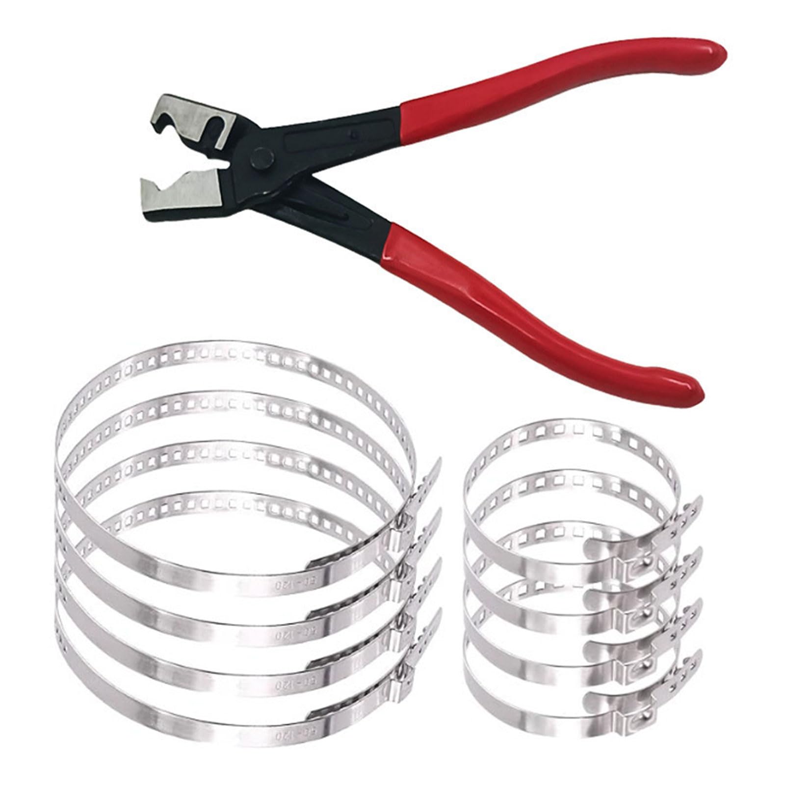 Fromceo Carbon Steel Hose Clamp Plier Set Includes 8Pcs Crimp Bands Cv Boot Clamp Pliers For Professional Mechanics Hose Crimping Pliers