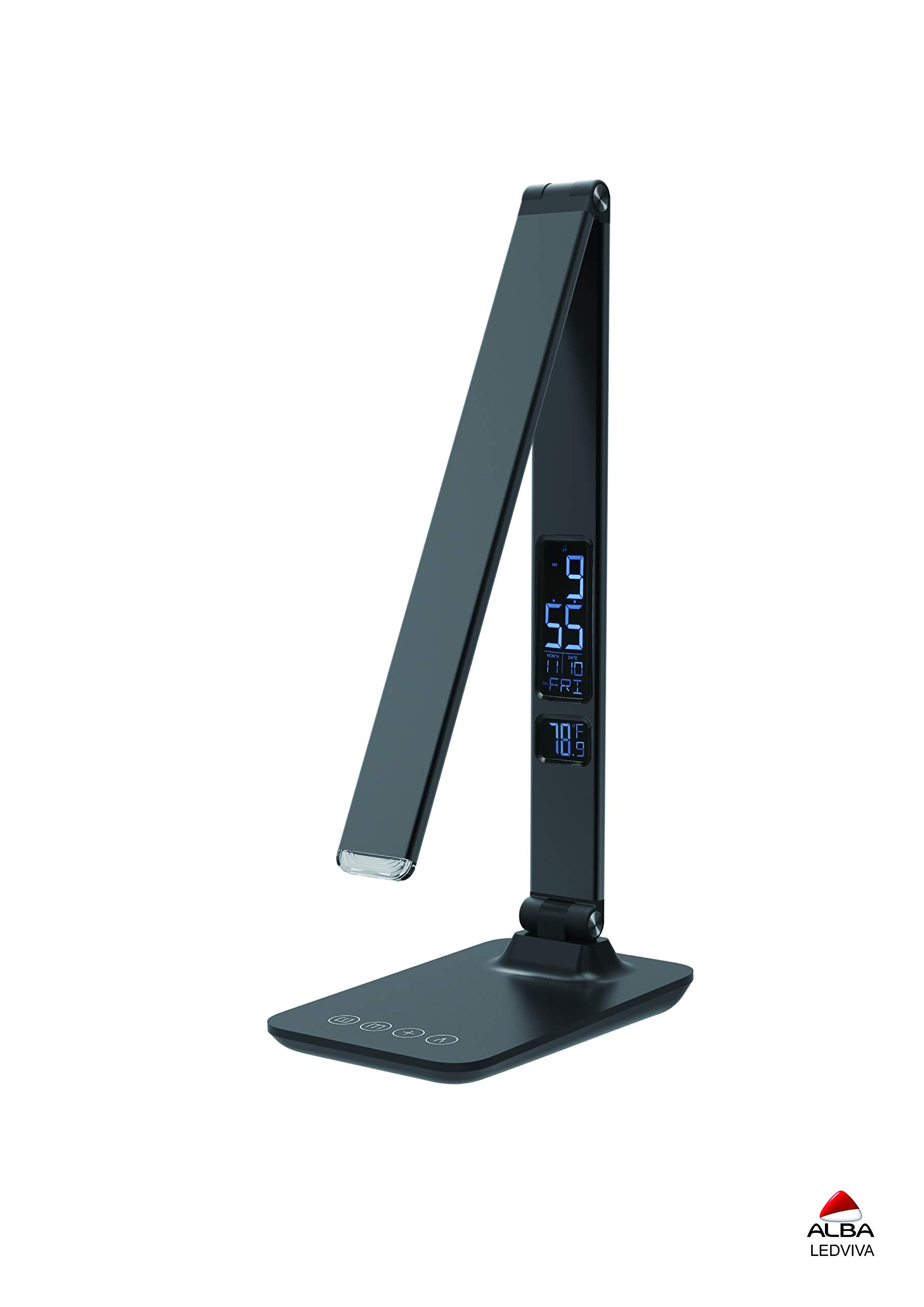 ALBA LEDVIVA N Aluminium + ABS Schreibtischlampe LED mit integriertem USB-Port + Multifunktional, Grau Anthrazit