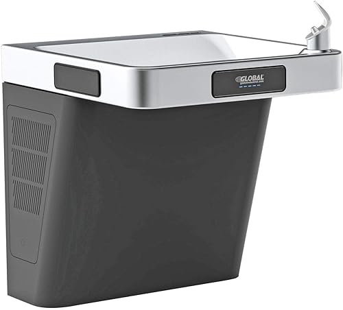 Global Industrial Enfriador de agua refrigerado montado en la pared, filtrado, grafito/acero inoxidable