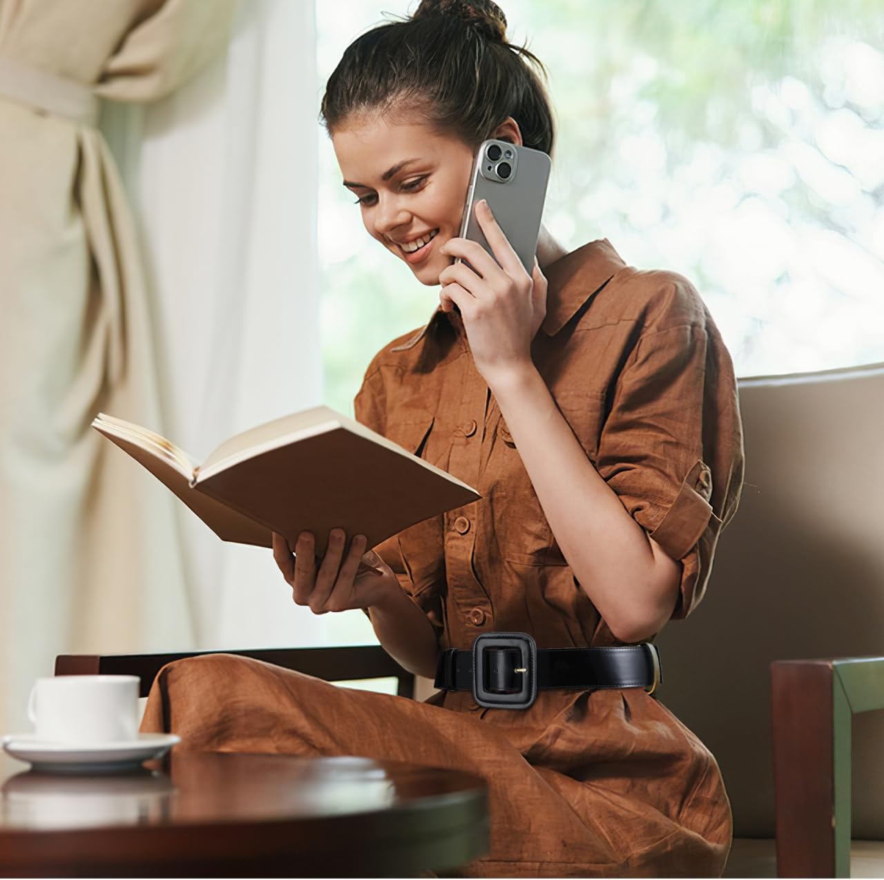 Baluue Patent Wide Waist Belt for Women Adjustable Sleek Pu Leather Dress Belt Stylish Corset Waist Cinch for Work and Business Outfits 45.27 Inch Length - Image 3