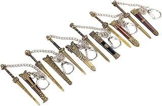 [Simamile] ミニ 剣 キーホルダー 中国古代剣 キーチェーン 武器モデル バッグ ペンダント キー アクセサリー 装飾 6個