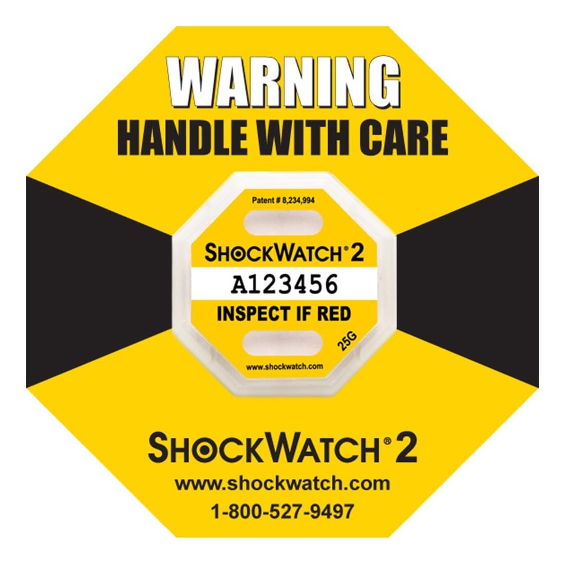 Aufprallindikatoren Shockwatch 2 · 25G (Yellow) - 10 Stück Packen.