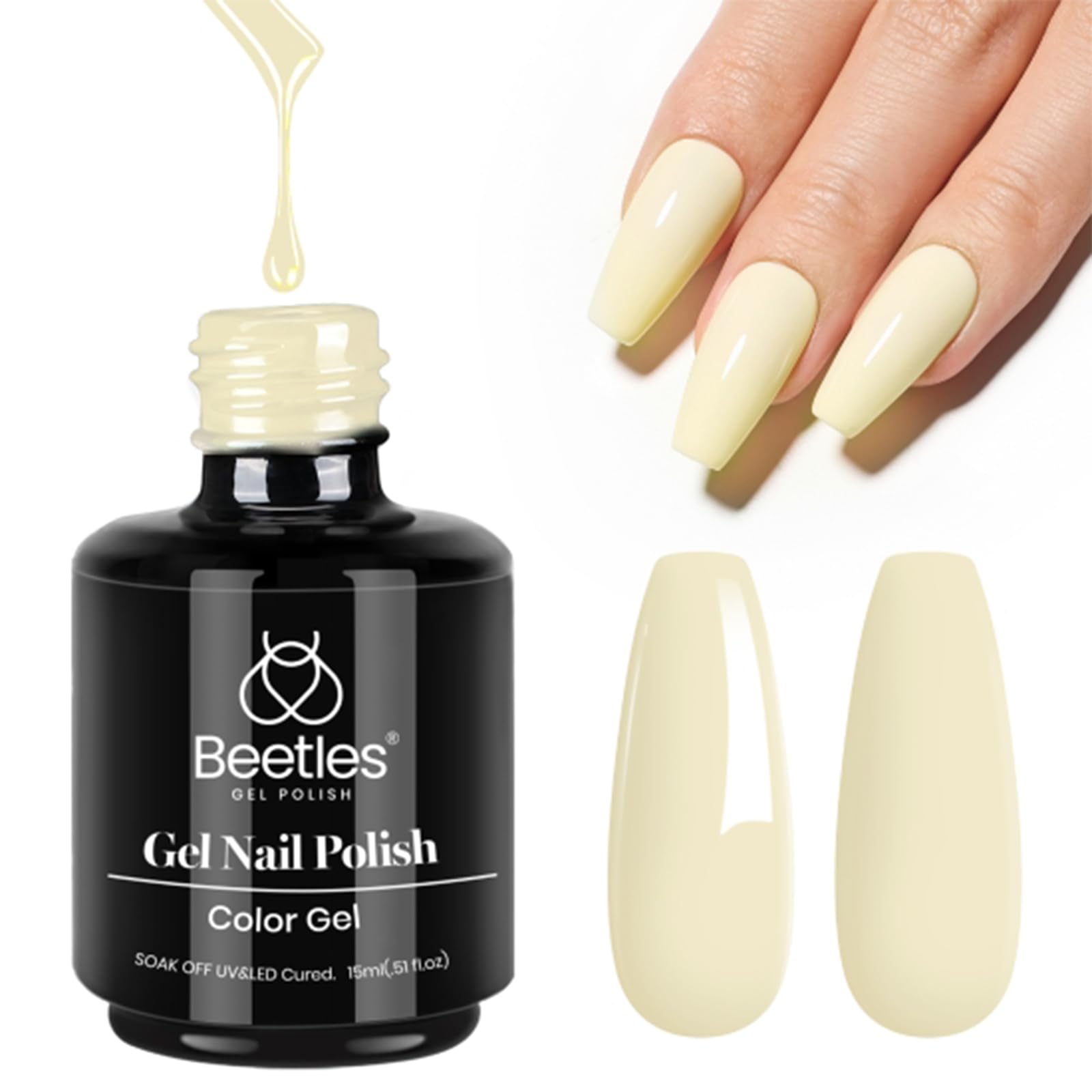Beetles Pastel Yellow Gel Polish Lemon Cheese, 15ml (0.51 Fl Oz) | Trendy Pastel Nails for Indian Salons - main product image