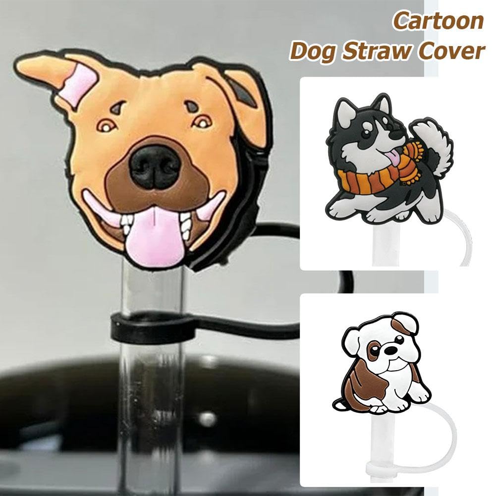 Topper per cannuccia per cani, con bulldog francese, copertura per cannuccia in silicone da 10 mm, per bicchieri Stanley da 30 e 1,134 g, riutilizzabile, antipolvere, per Stanley Cup (12