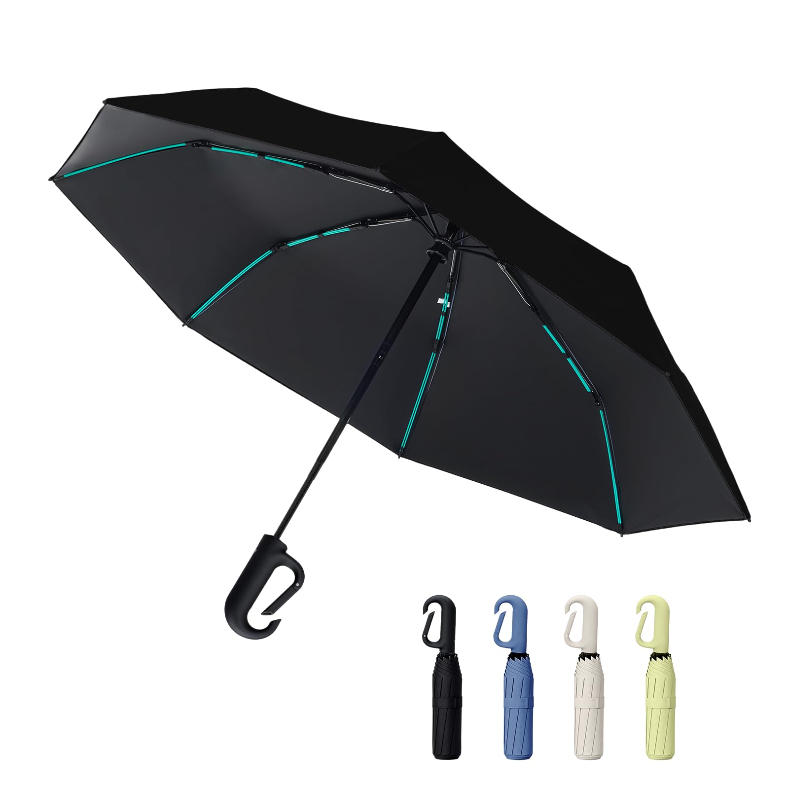KESHEYOUXUAN Compact Automatic Folding Travel Umbrella-Windproof Rainproof, PF50+ Sun Protection for Hiking,Outdoor,Chool,Golf Course & Daily Use,