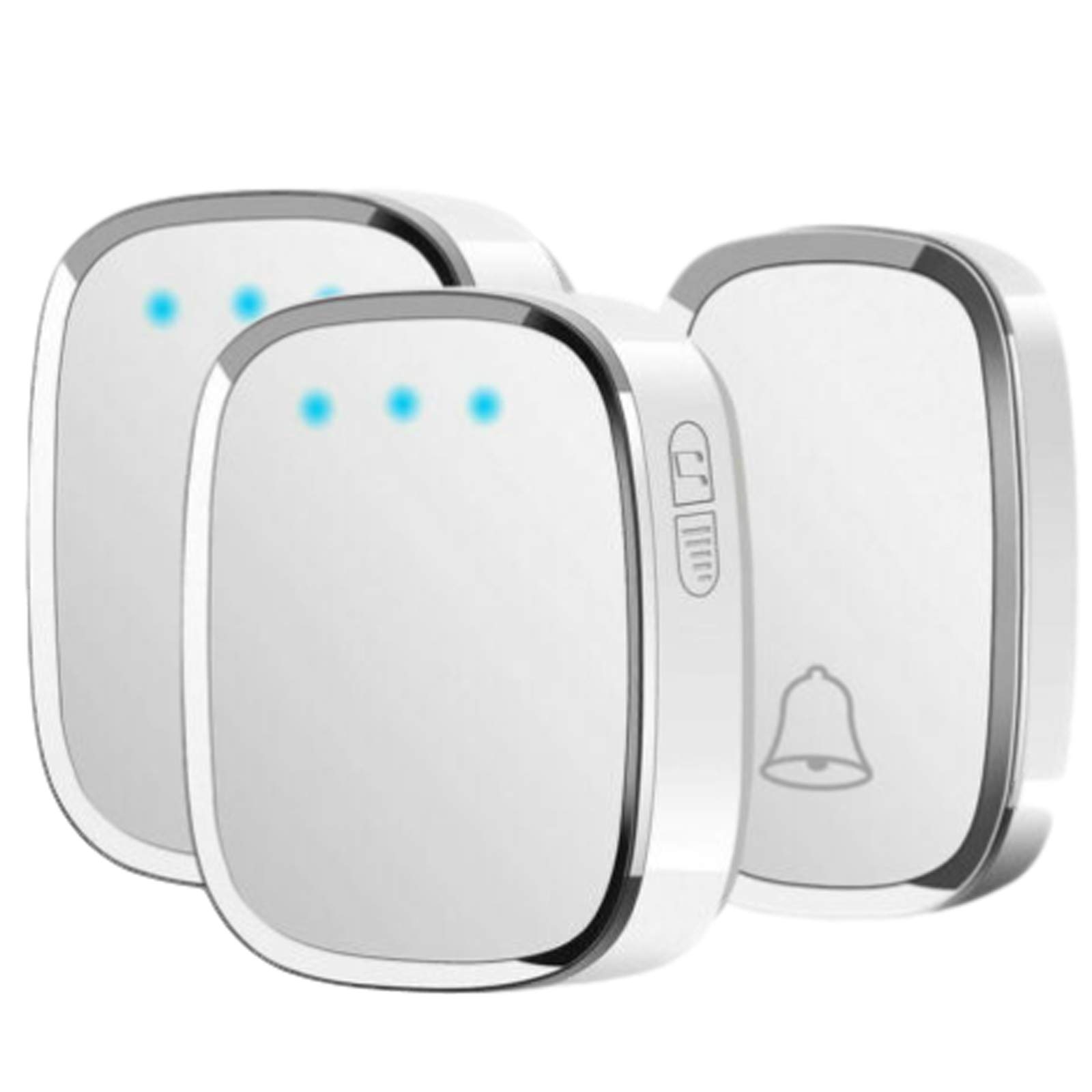 Hsha Women's White Door Bell Loud Wireless Doorbell 300M Long Range, 36 Tunes Ringstones & 4 Level Volume, Plug In 2 Receivers With 1 Push Button(Battery Required), Led Flash Light Door Chime Kit, Ip44 Waterproof