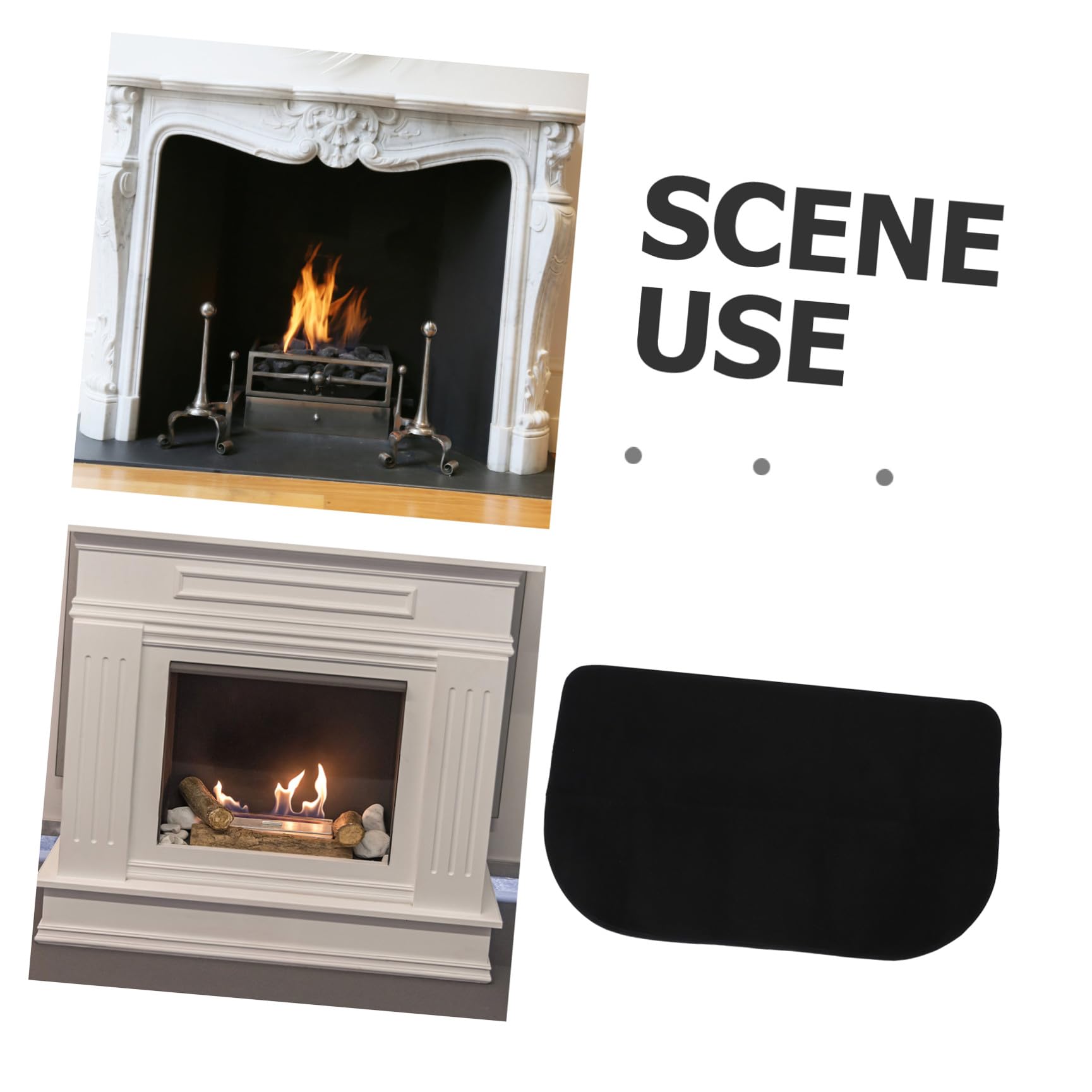 Tappeto Ignifugo per Caminetto Mezza Luna 40x60 Cm in Poliestere e Pvc Resistente al Calore per Protezione Pavimento Interno ed Esterno Inverno