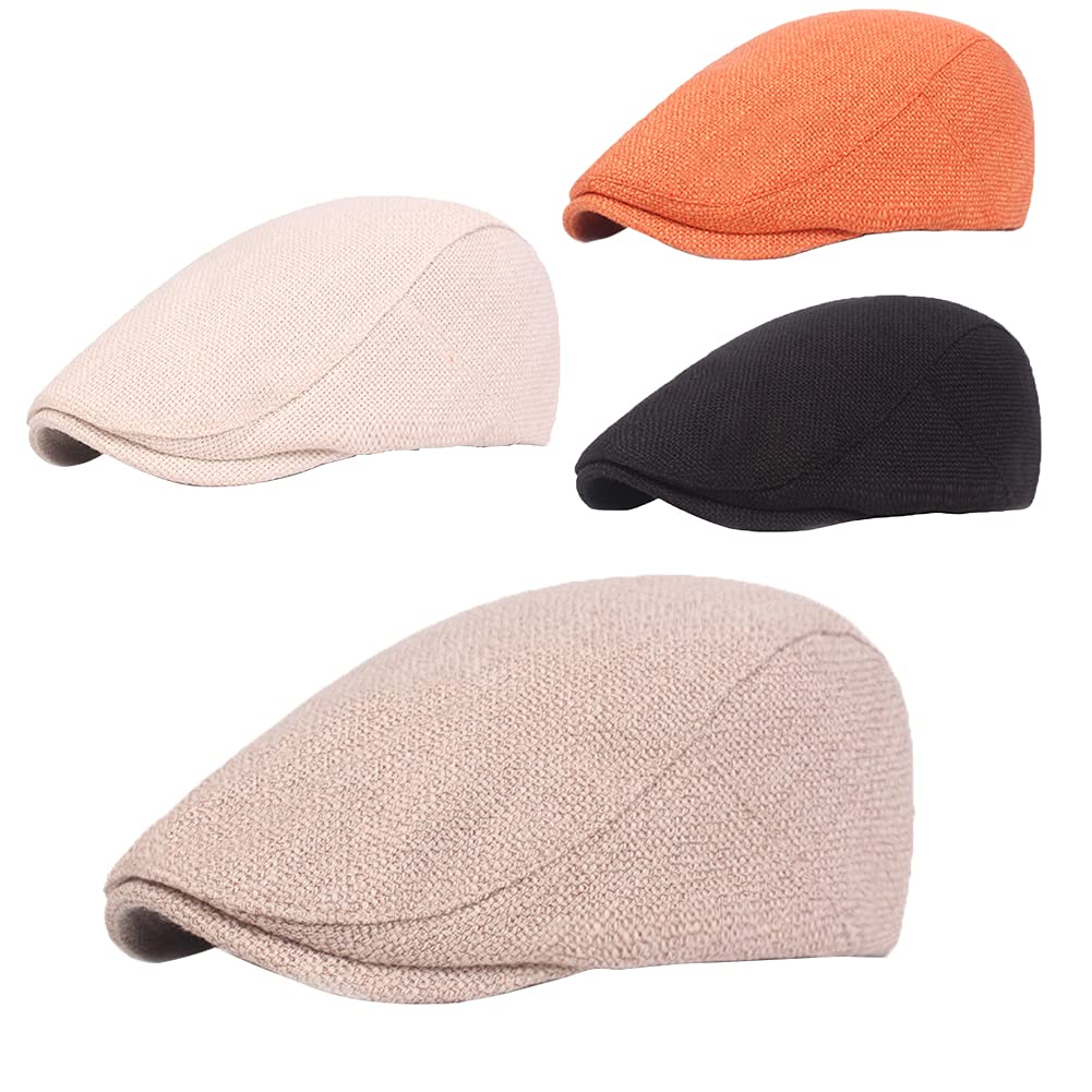 Gorra plana, sombrero de periódico, sombrero de lino vintage con pico, sombrero de periódico ajustable para viajes al aire libre, gorra de lino para hombre y mujer