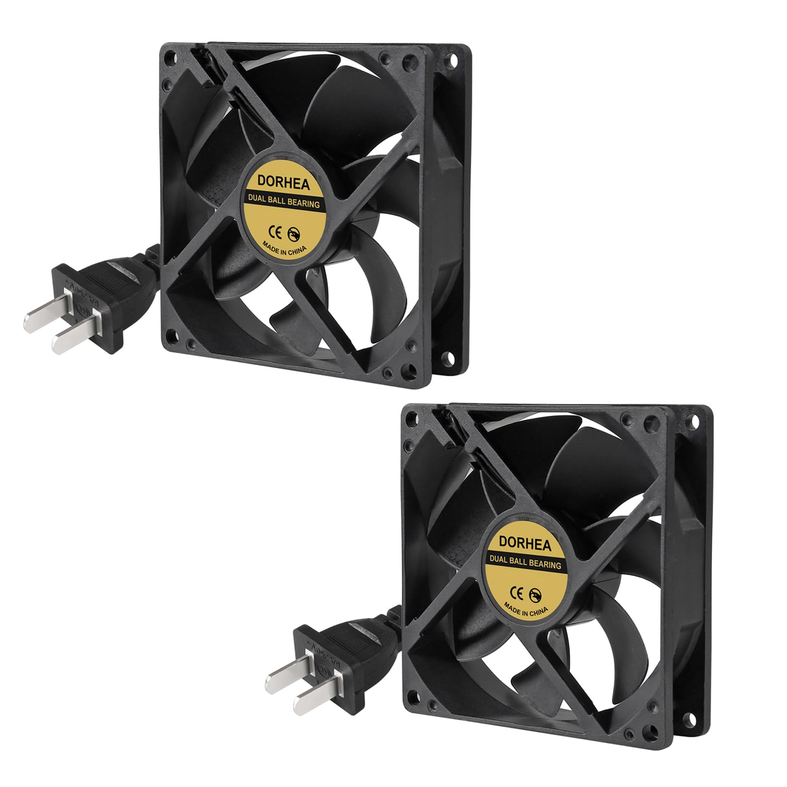 2PCS 92x92x25mm 3.62 inch DC 110-240v 92mm x 25mm USB Brushless Cooling Dual Ball Bearing PC Fan, 9225 Fan Replacement Dual Ball Bearing 0.98 inch Fan for Cooling DIY PC Computer Case Fan - USB