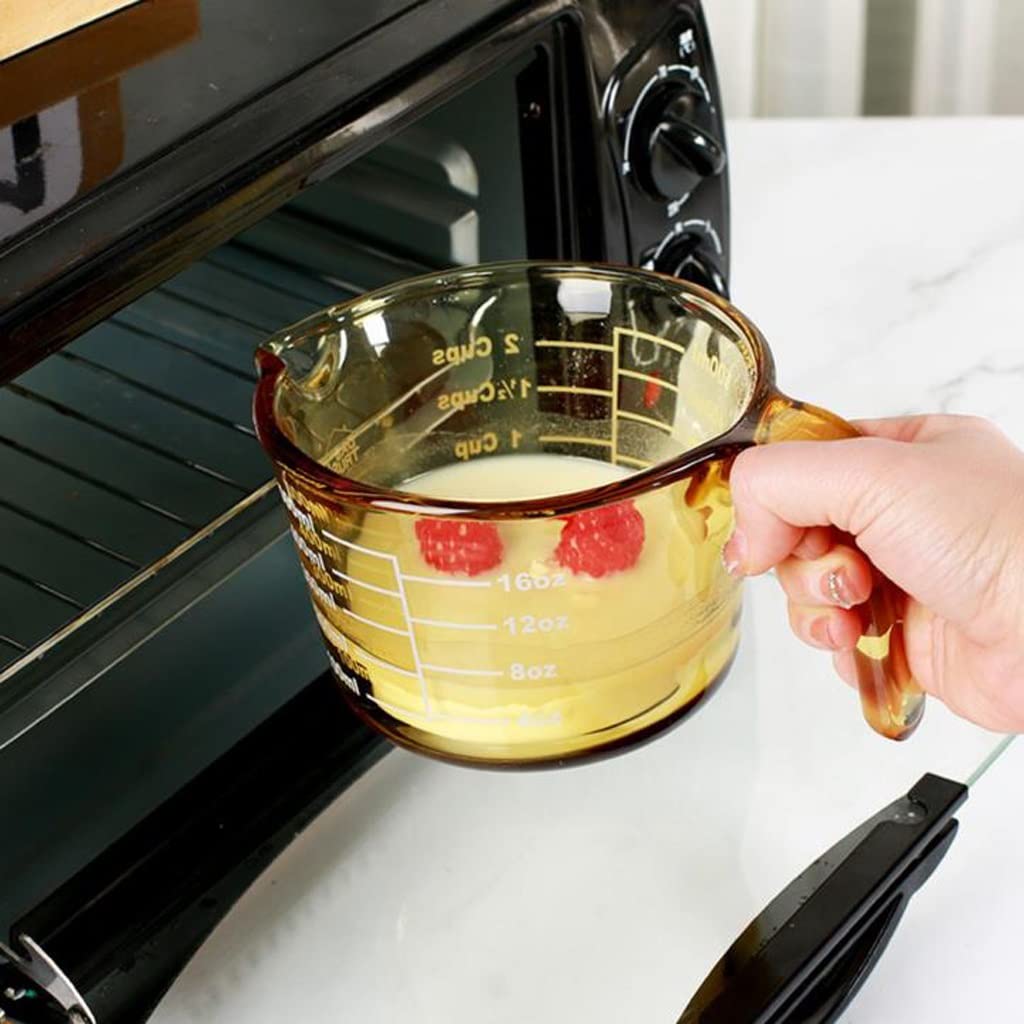 Misurino in vetro con bilancia e coperchio per uso domestico Cucina Food Grade Tazze per latte resistenti alle alte temperature Cuocere e sbattere le uova Tazze per la colazione durevoli ( dimensioni