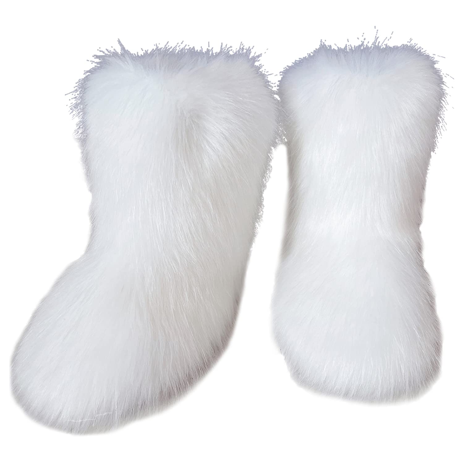 FUNCOSWomen's Faux Fur Boots Warm Fuzzy Fluffy Winter Halloween Party Costume Shoes