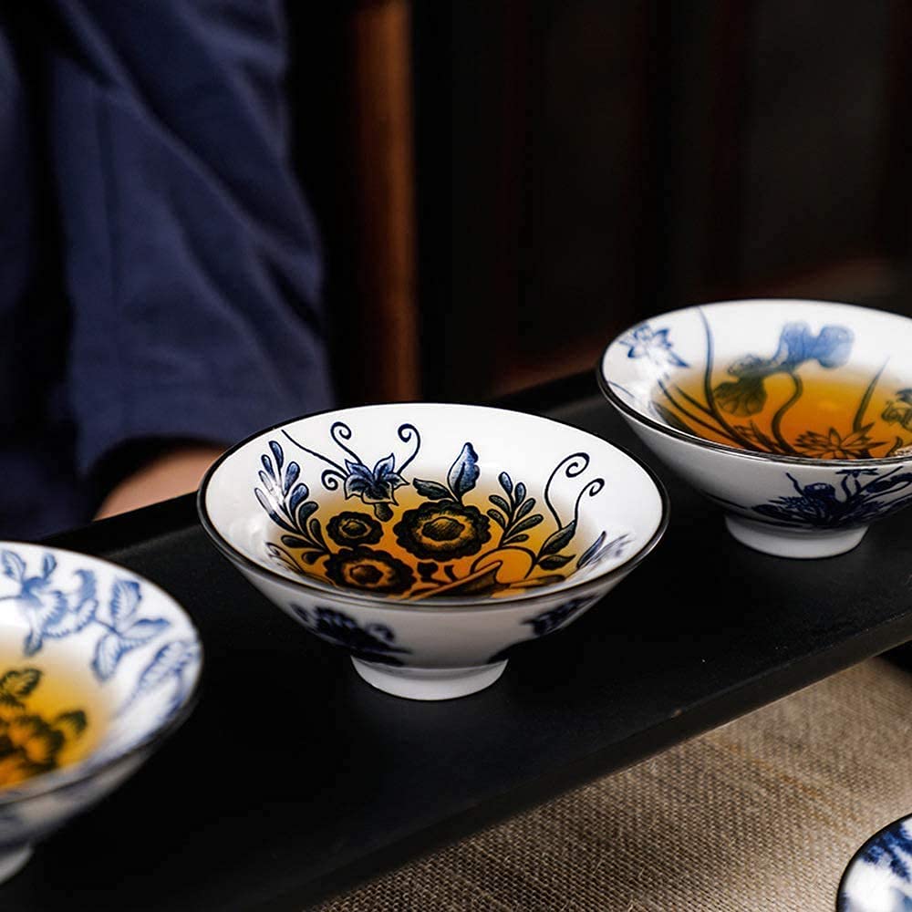 Juego De Sake Japonés, Juego De Sake De 9 Piezas, Vasos De Cerámica, Tazas De Té De Cerámica, Mezcla De Colores, Regalo Tradicional Hecho A Mano, Juego De Sake Clásico Tradicional Pintado A Mano