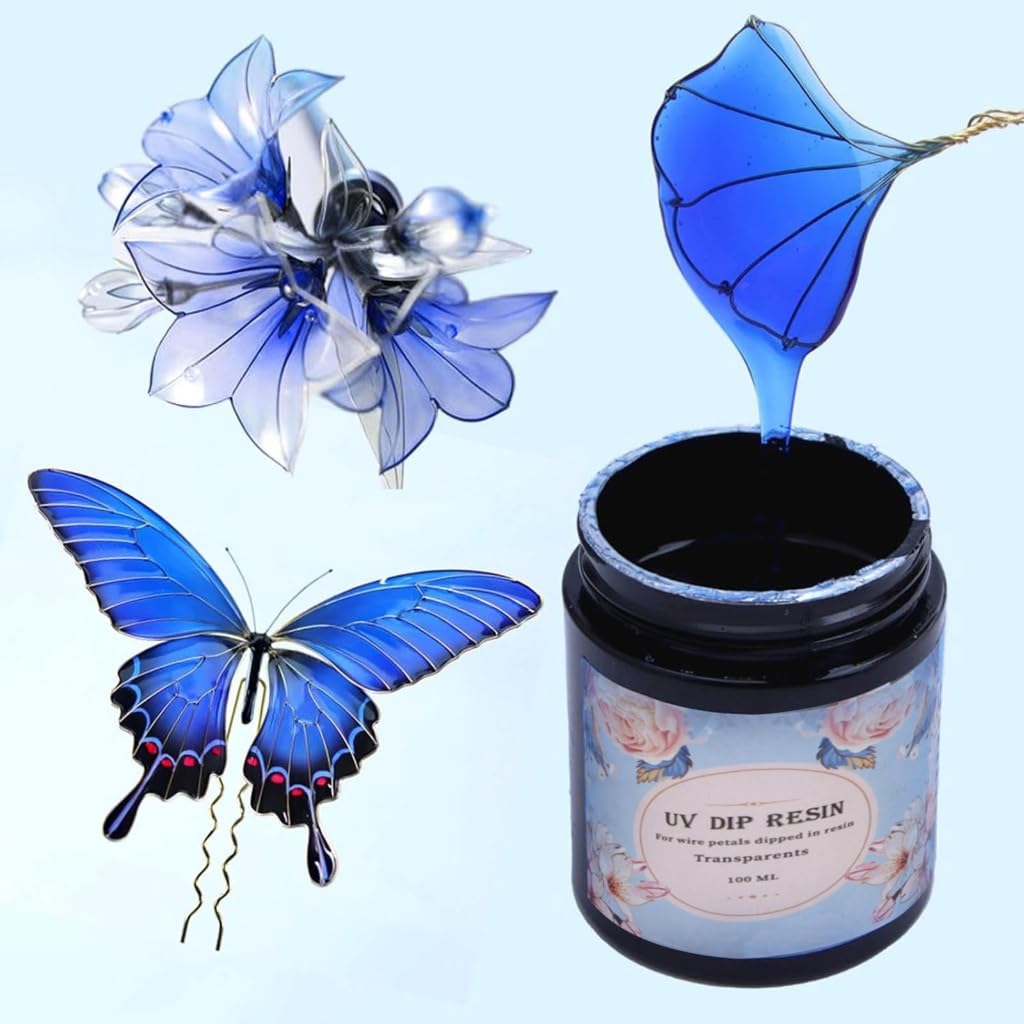Ensemble de résine de trempage pratique 50 g/100 g - Cristaux époxy transparents pour décoration de fleurs et fabrication de bijoux avec 13 fils