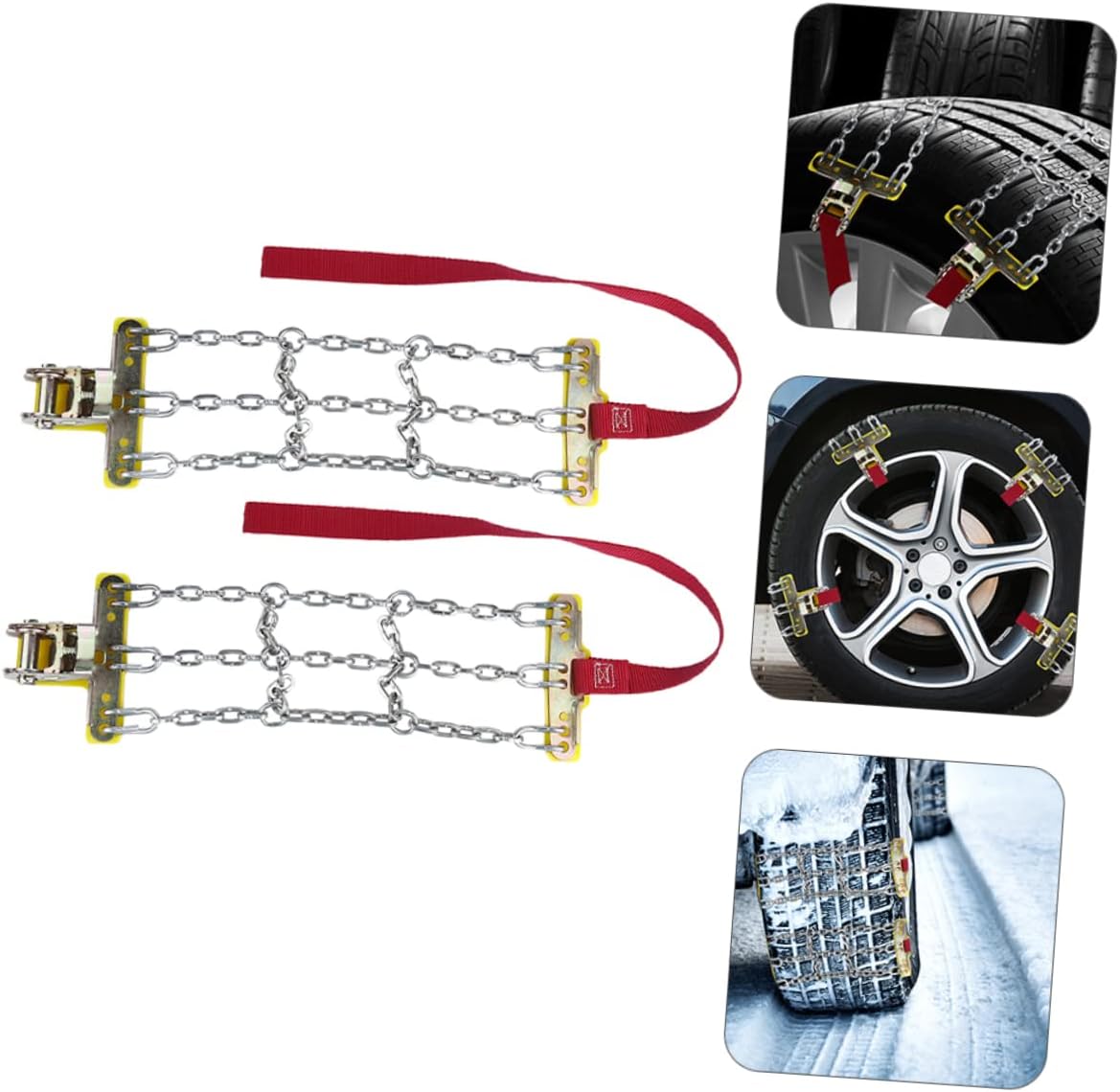 2pcs Car Skid Tire Chains Slip Snow Chains for Emergency Skid-resistant Wheel for Mud and Ice