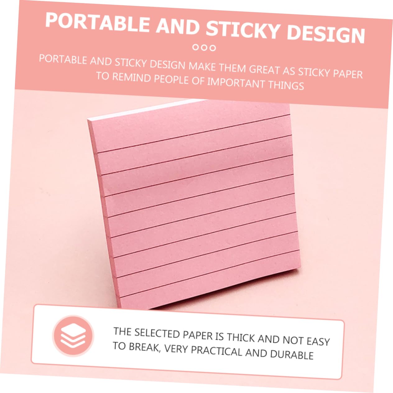 PLAFOPE Notas Adhesivas Cuadradas Líneas Horizontales, Papel Autoadhesivo Removible y Fuerte Adhesivo, Pack de 10 Unidades para Oficina y Estudio