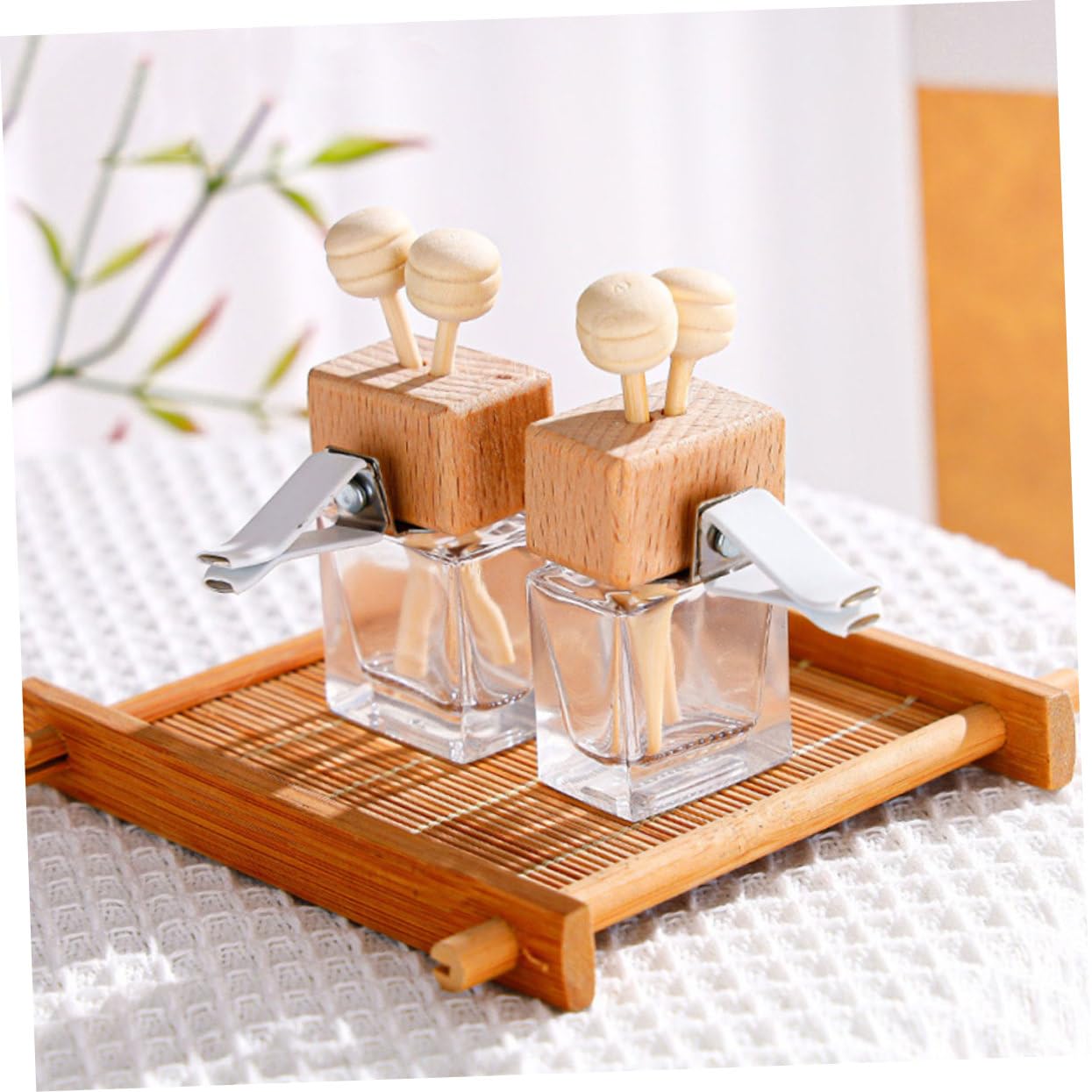 10 pezzi Bottiglie Diffusori Profumo Auto in Vetro con Tappo in Legno e Clip per Bocchette d Aria Decorazione Elegante per Aromaterapia e Oli Essenziali Freschezza Continuativa