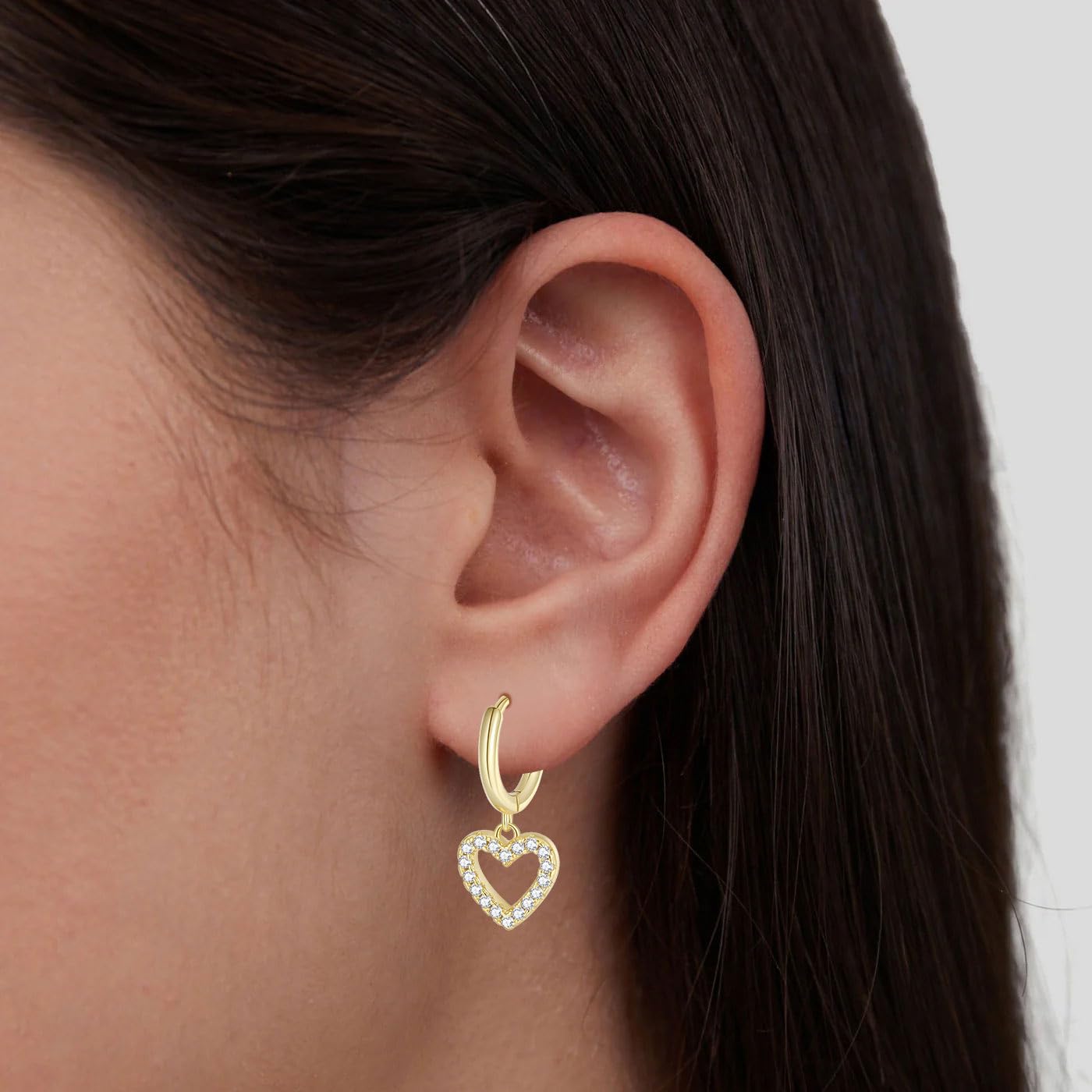 GAVU Orecchini Donna Argento 925 Placcati Oro 14K, Orecchini Pendenti Donna con Zirconia Cubica