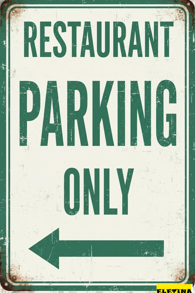 Vintage Metal Tin Sign for Man Cave Restaurant Parking Only With Left Arrow 12x8 Inches Private Property Decorative