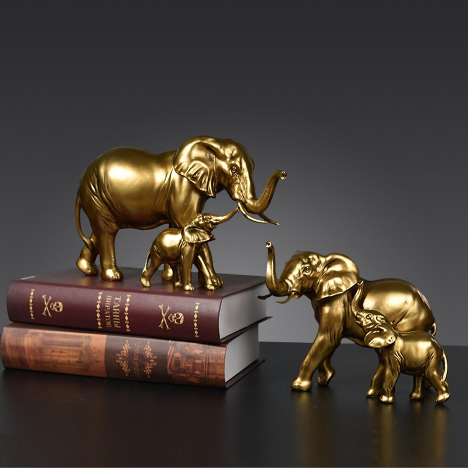 Regalos para Mujeres Decoración Elefantskulptur Gyllene Elefantstaty Decoración para estanterías(Elephant Small)