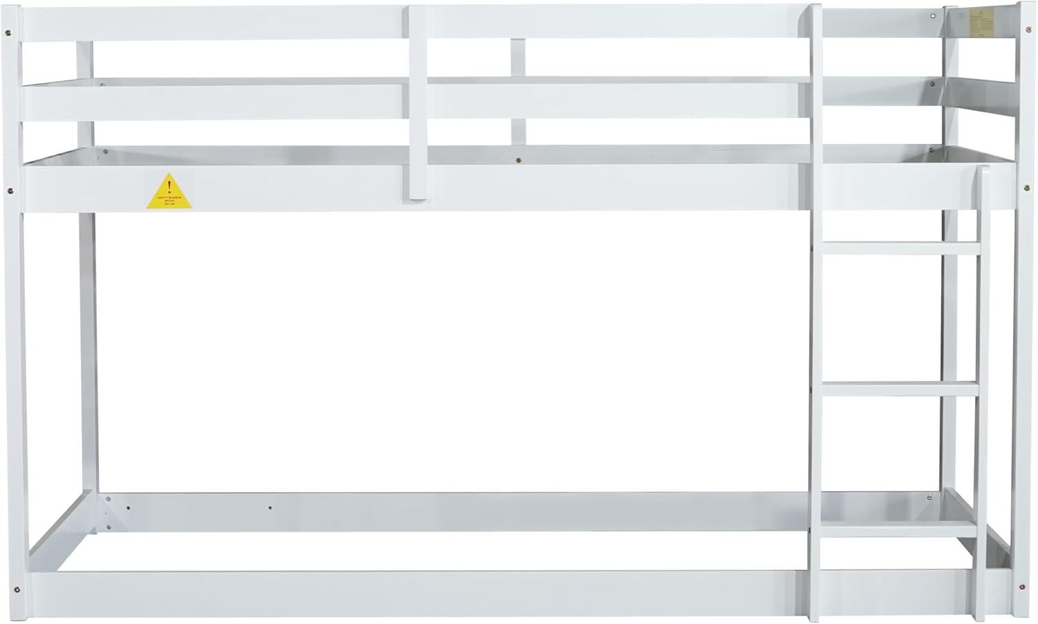 Twin Over Twin Wood Bunk Bed Frame with Ladder & Safety Guard Rails for Kids,Boy,Girl Bedroom,Space Saving Design & No Box Spring Needed,Easy to Assemble, White