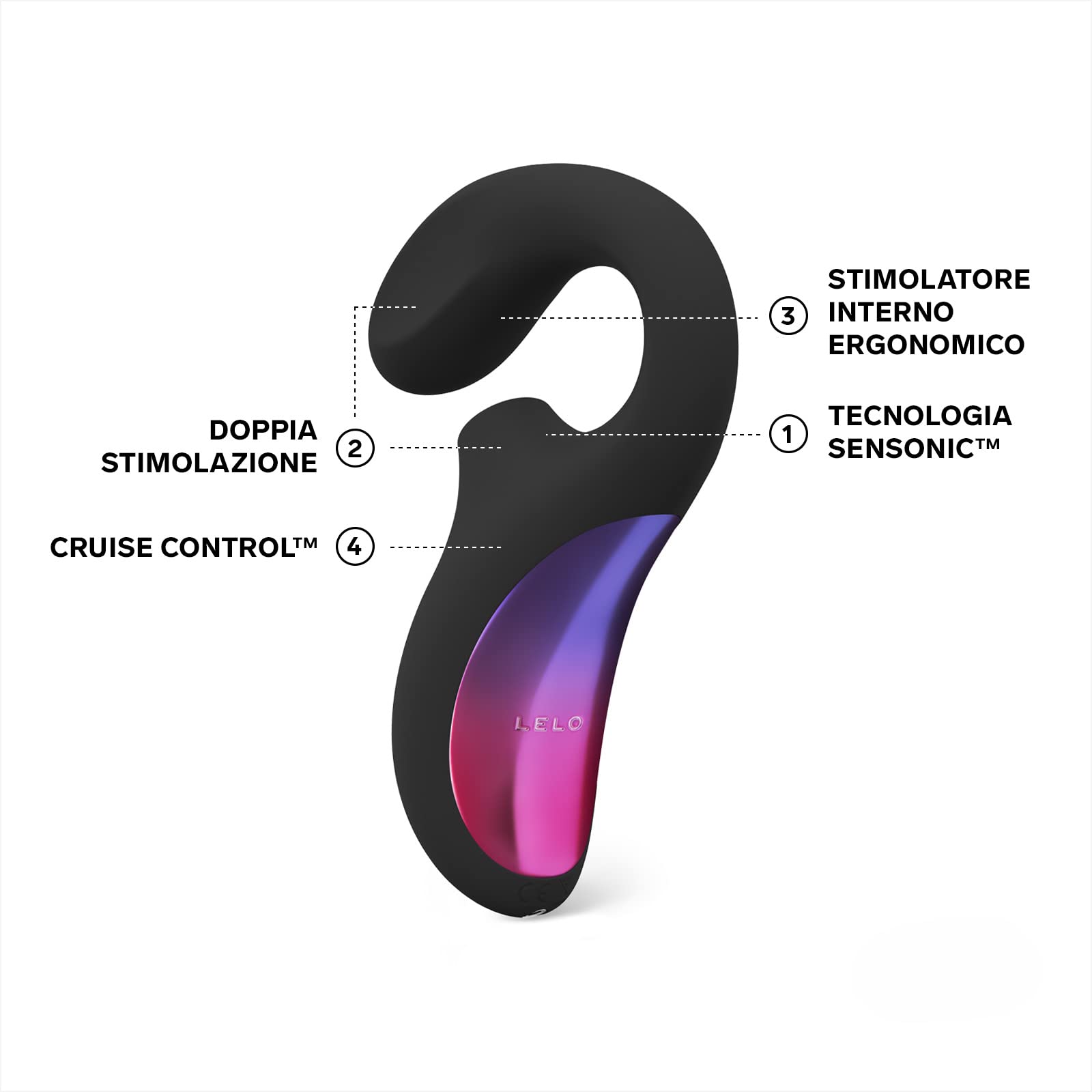 LELO ENIGMA Cruise Vibrador Doble, Succionador de Clítoris Femenino y Estimulador de Punto G con Tecnología SenseSonic, Black
