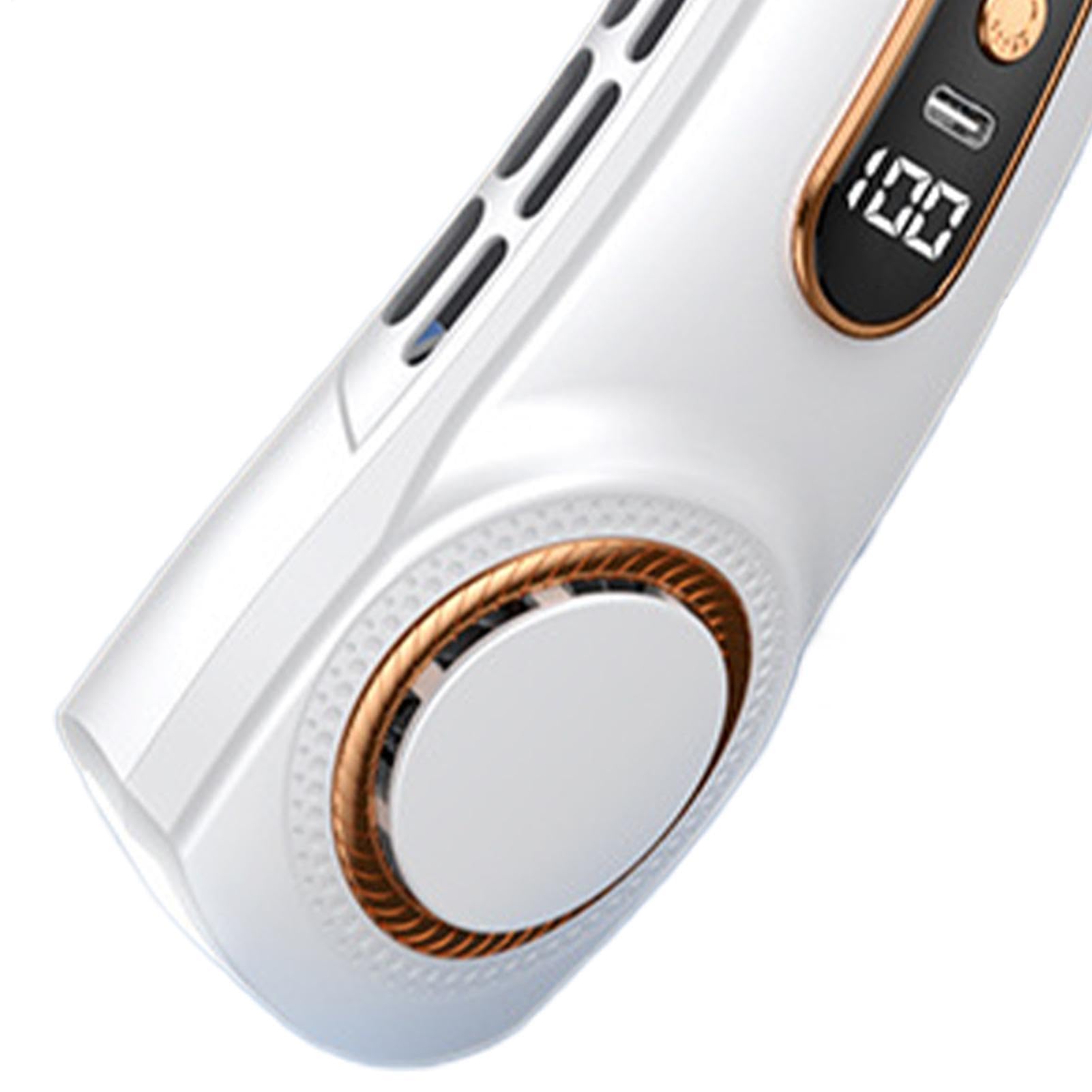 Wiederaufladbarer Ventilator für den Nacken - 5-Gang wiederaufladbarer leiser Ventilator - 7-Farben-LED-Licht tragbarer Halslüfter mit Display | für Reise, Auto, Fahren, Camping, Outdoor,
