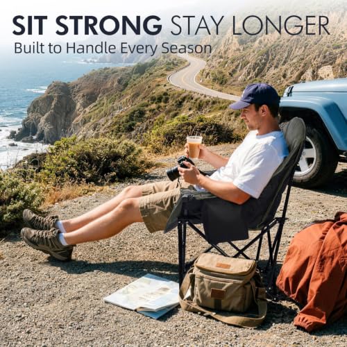 Image of Oversized Camping Chairs for Adults - Heavy Duty Padded Outdoor Camp Chair