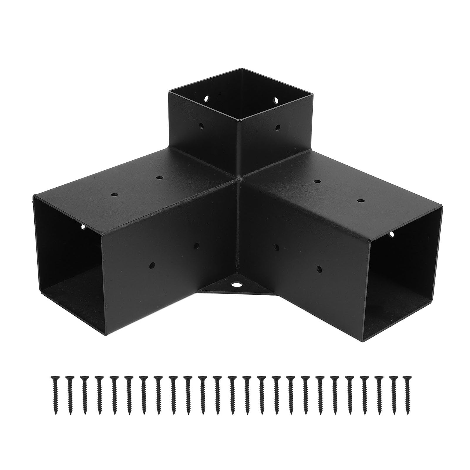 YUKERMARB Pergola Bracket Kit, Heavy Duty Galvanized 3-Way Corner Bracket for 4x4 Lumber with Post Base Kit Powder Coated Black for Gazebo Pergolas Decks (3 Way)