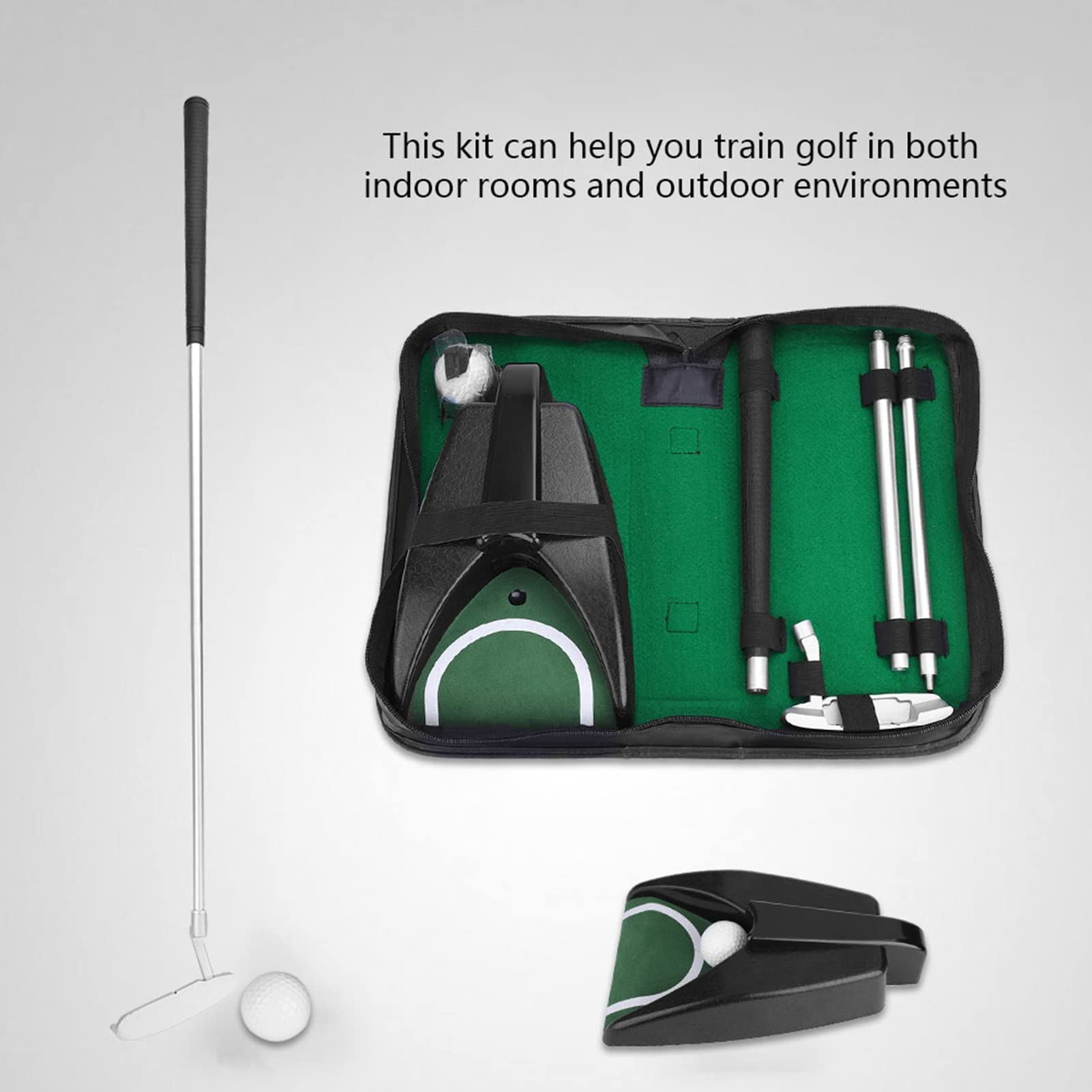Tbest Herramienta de Entrenamiento de con Putter, Dispositivo de Retorno de Pelota Desmontable, Caja de Almacenamiento para Práctica en Interiores y Exteriores, Regalo Ideal para