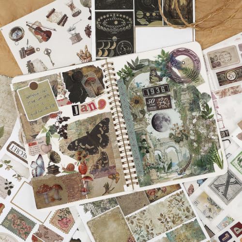 Image of 500PCS+ Vintage Aesthetic Stickers for Adults Waterproof Scrapbook Journal Daily Planner Diary Notebook Handbook Stickers Scrapbooking Supplies for DIY Paper Crafts Vinyl Sticker