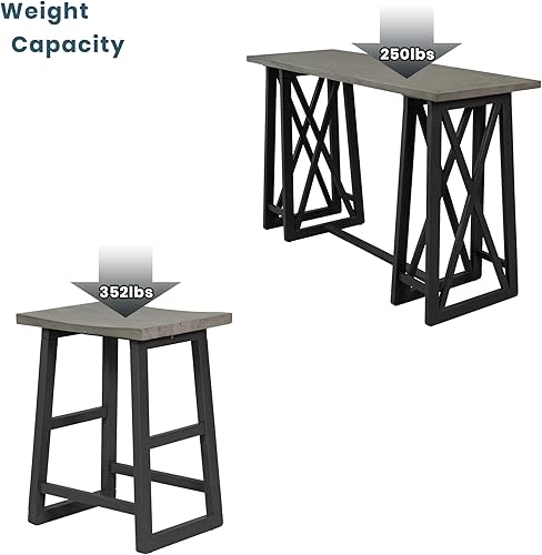 Miniatura 4 de Farmhouse - Juego de comedor rústico de 5 piezas con 4 taburetes, juego de mesa consola de madera con acabado de dos tonos, para comedor pequeños