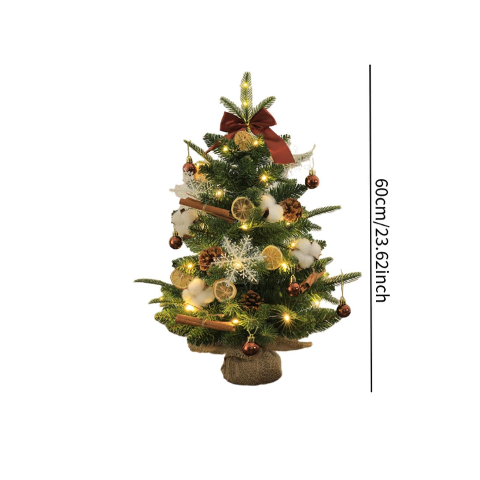 Harilla Albero di Natale Da Tavolo con Luci, Piccolo Albero Decorativo Artificiale, Pianta Artificiale per Ufficio O, 60 cm