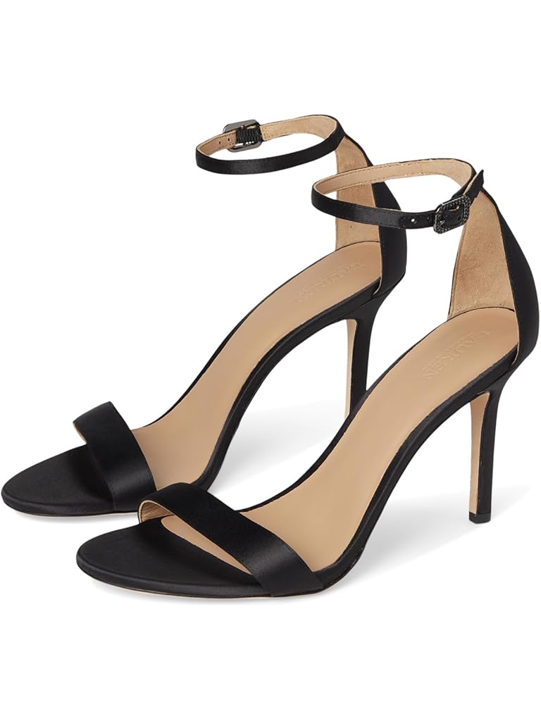 Black Lauren Ralph Lauren Allie Pave-Buckle Satin Sandals