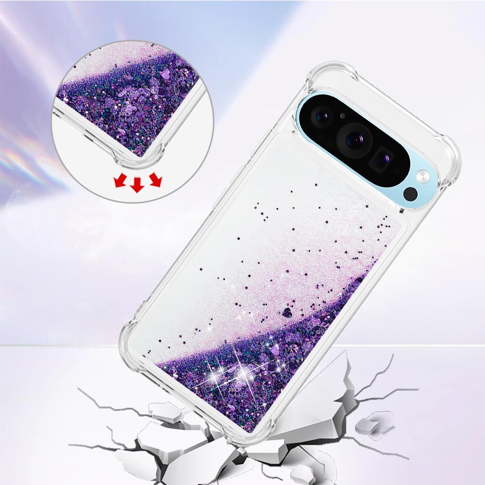 YUEQIAN Coque à Paillettes Pour Google Pixel 9 Pro XL, Ultra Fine