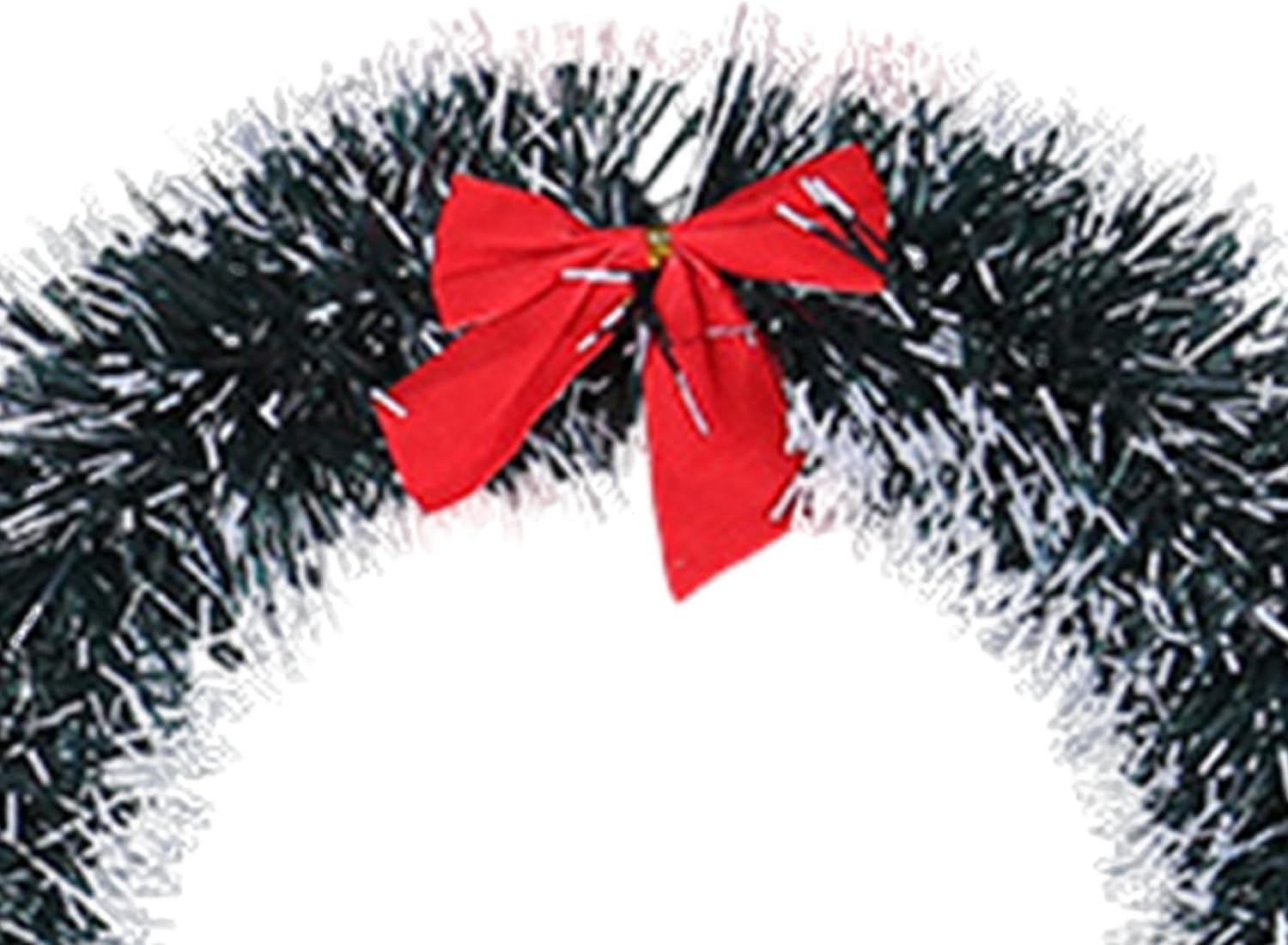 Artificial Christmas Wreath with Bow Xmas Front Door Wreath Green Leaves Wreath Holiday Hanging Garland Xmas Garland for Xmas Festival Holiday Window Party Decor - 30cm, White