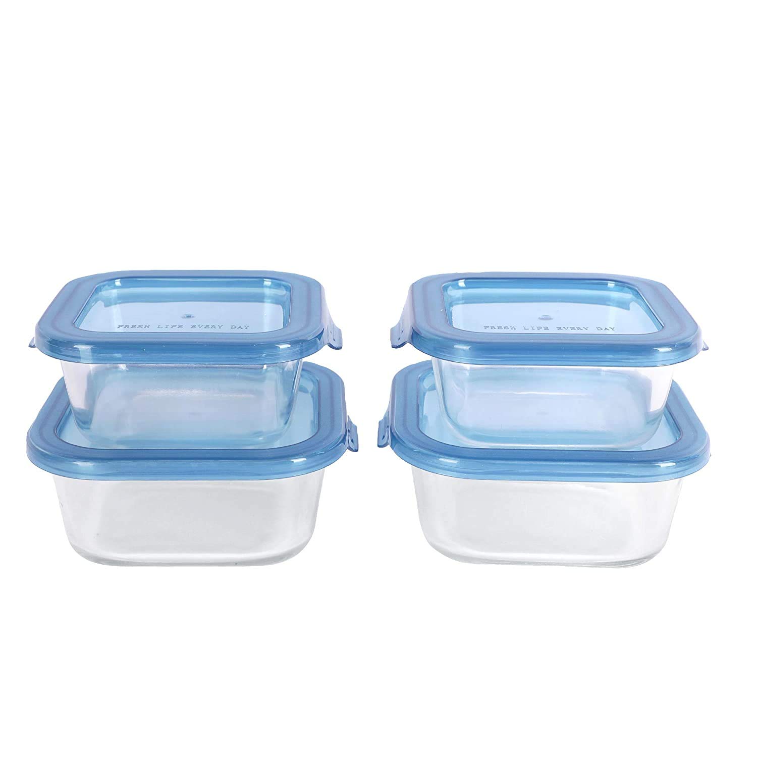 SIMPARTE Flexi Lid Borosilicate Square Store, Safe Storage & Lunch Glass Container for Kitchen - 320ml, Set of 4, Transparent (B08V8Q9JNG) Amazon Price History, Amazon Price Tracker