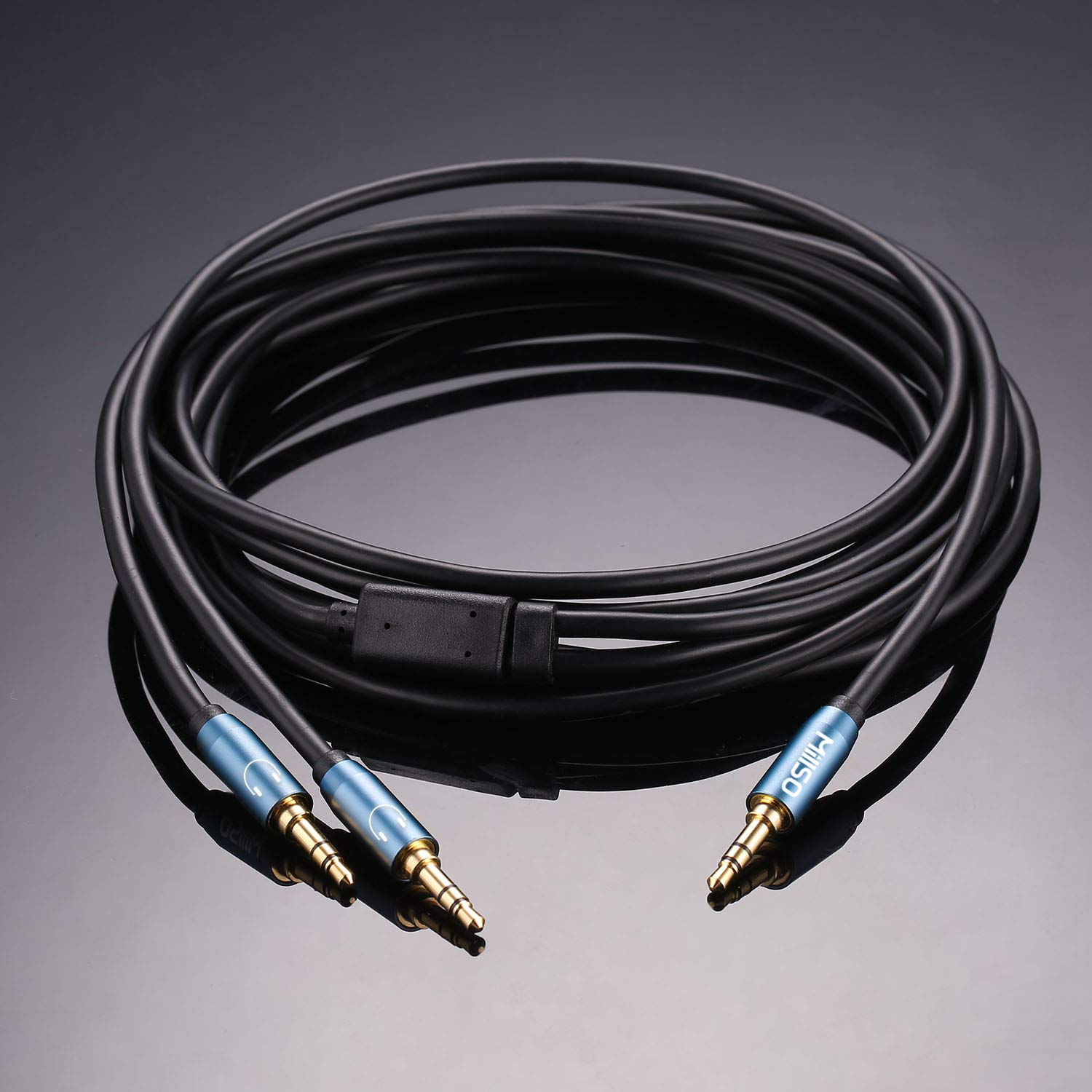 MillSO Rozdzielacz audio jack Y adapter 3,5 mm wtyczka na 2 x 3,5 mm wtyk z pozłacanymi stykami Audio Aux Splitter do telefonu komórkowego, PC, głośników i słuchawek -2,4 m