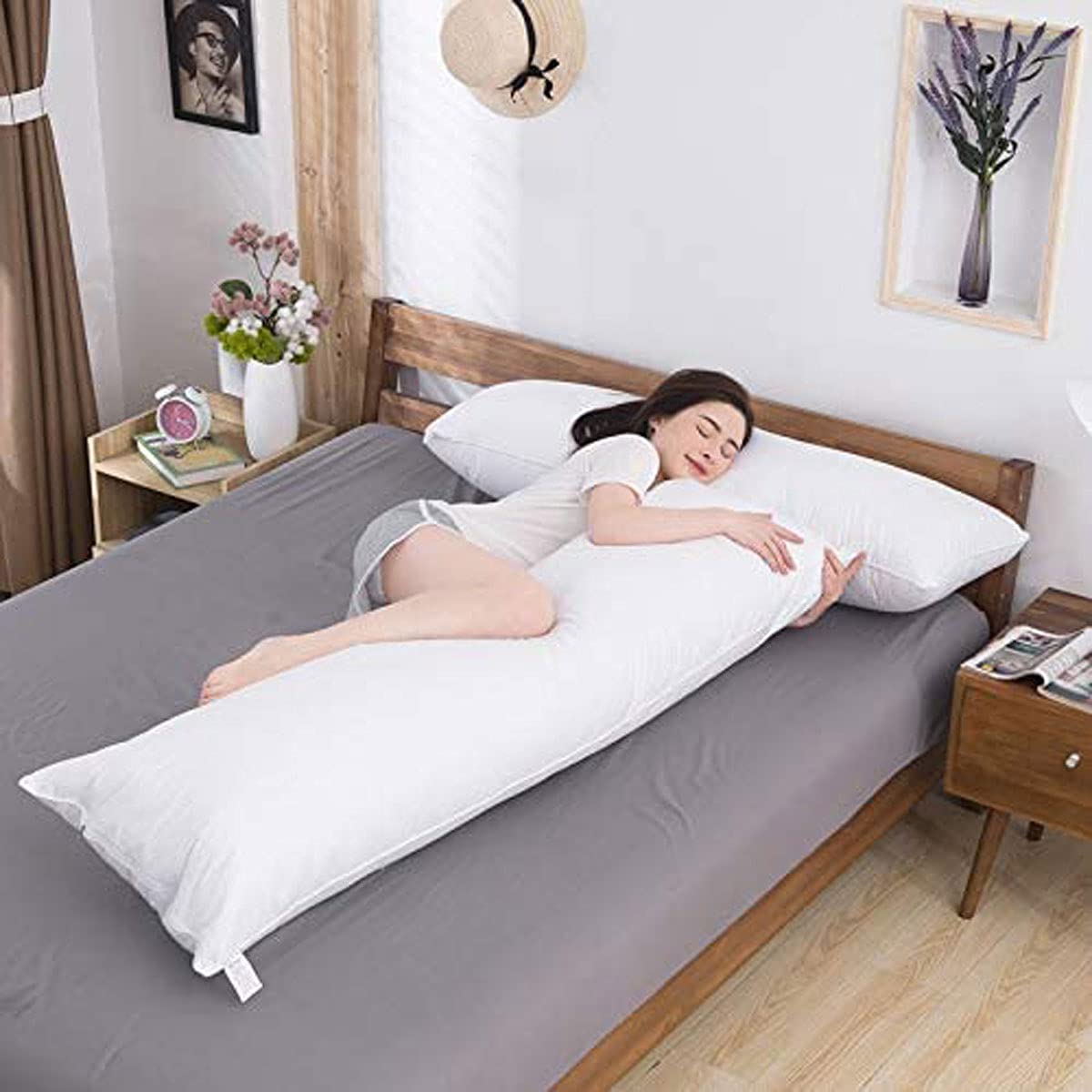 Diumy Premium Long Full Body Pillow,Head Support Pillow,Pp Cotton Filling Side Sleeper Breathable Bed Pillows Designed for Back and Side Sleepers-White 40x100cm (16x39 inch)
