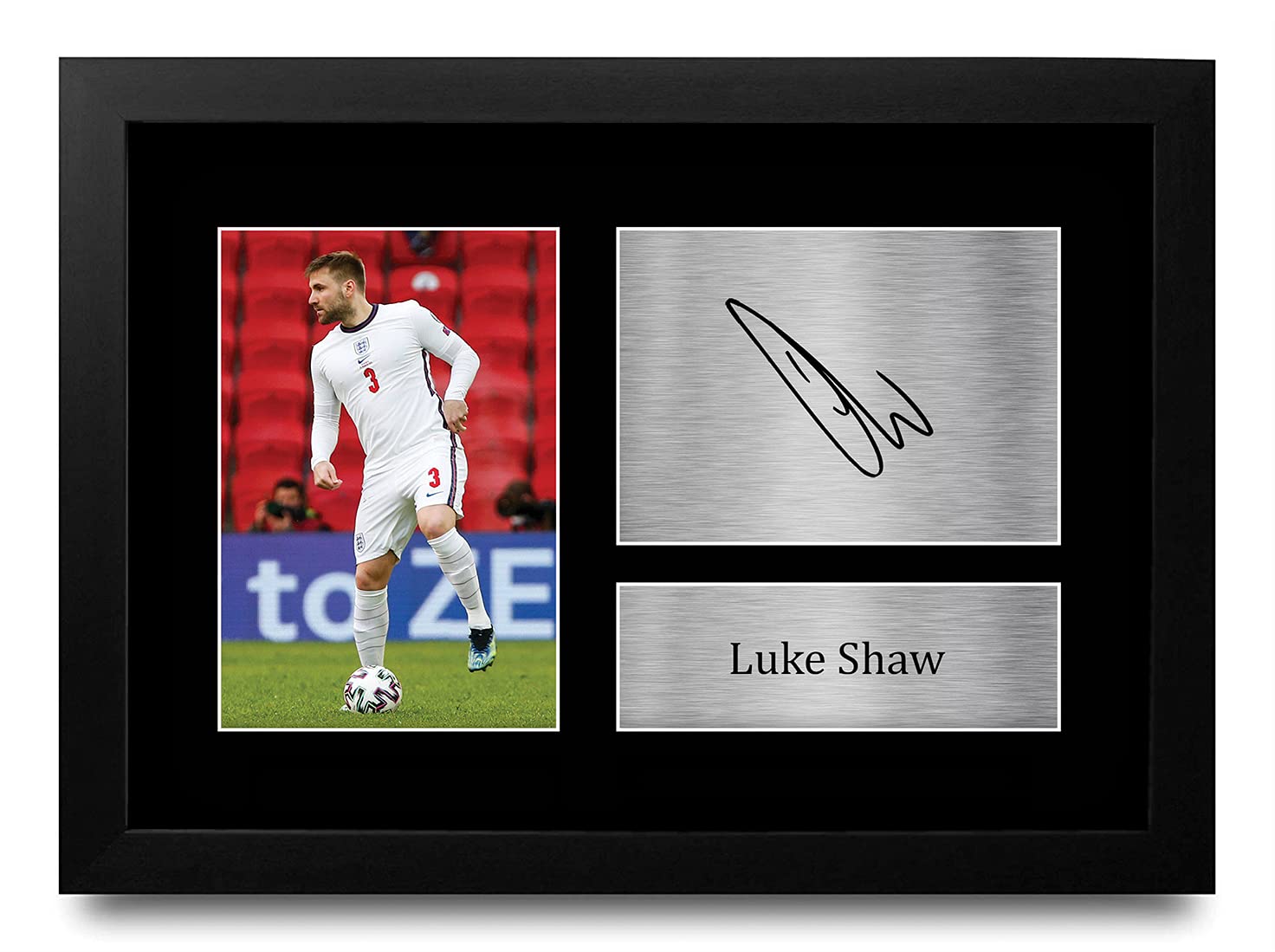 HWC Trading FR A4 Luke Shaw England Gifts Printed Signed Autograph Picture for Football Fans and Supporters - A4 Framed