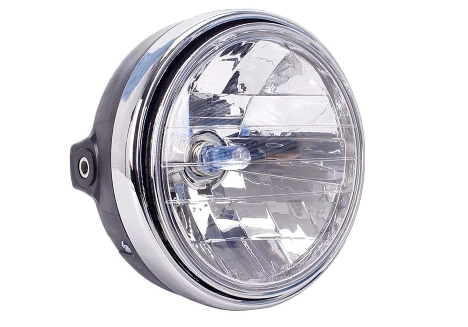 Para 7 "35W 12V Universal Motocicleta Faro LED Redondo H4 Bombilla Lente Transparente 7,8" Luz De Carreras (1 piece Black)