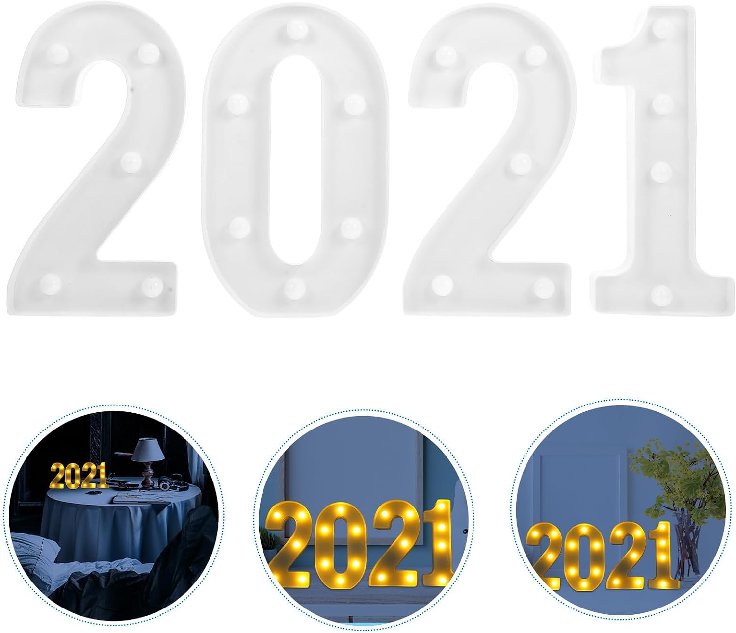4pcs LED Number Lamp DIY Style White ABS Decorative Night Light