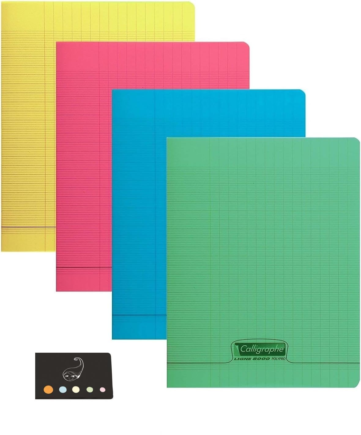 Pack of 4 (140 Pages 24 x 32 Polypropylene Cover  Large Squares + Pen Blumie