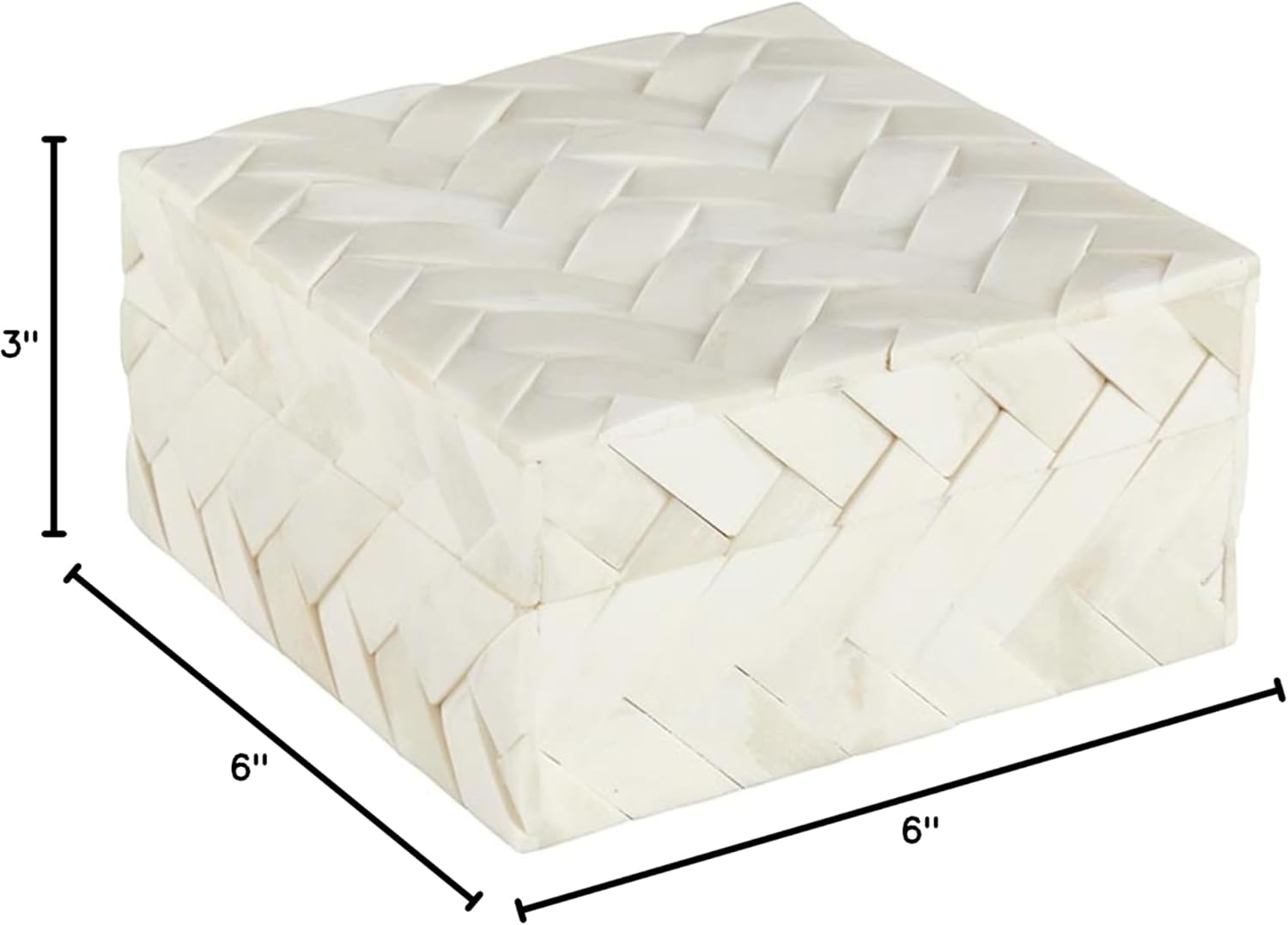 47th & Main Keepsake Textured Bone Inlay and Wood Storage Box with Lid, Medium, Cream