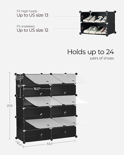 Miniatura 3 de SANGMUCEN Zapatero entrelazado, gabinete de almacenamiento de zapatos de plástico de 6 cubos, 24 Paris Shoe Cabinet con puertas, Zapatero