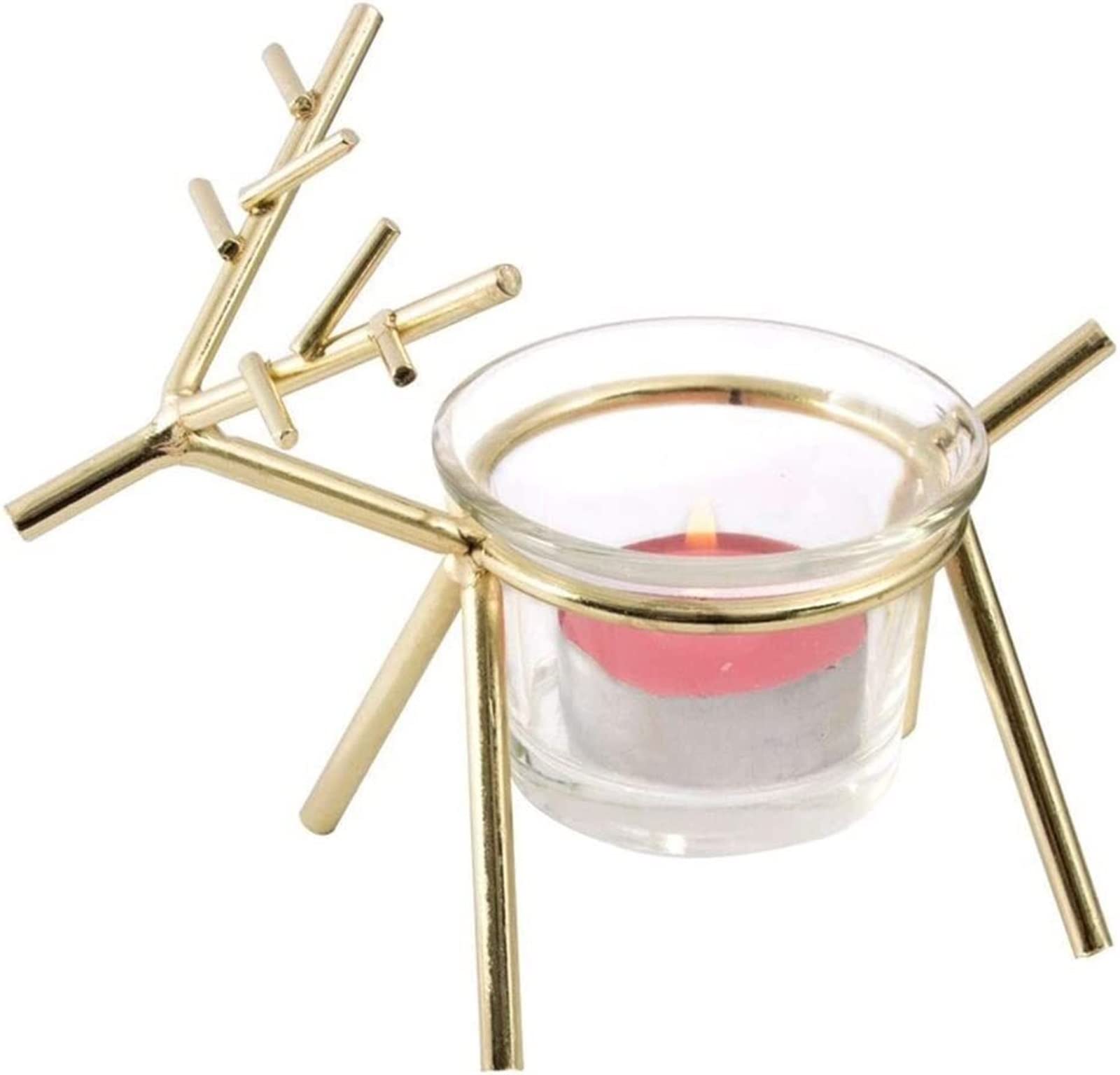 Candelabro de luz de té de Reno Candelabros de Hierro votivo de Vidrio Decoraciones navideñas Candelabro Minimalista for Bodas Fiestas Cumpleaños