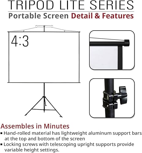 Miniatura 6 de Akia Screens Pantalla de proyector portátil 2 en 1 de 110 pulgadas con soporte y bolsa de transporte 43 169 8K 4K HD 3D, soporte o montaje en pared,